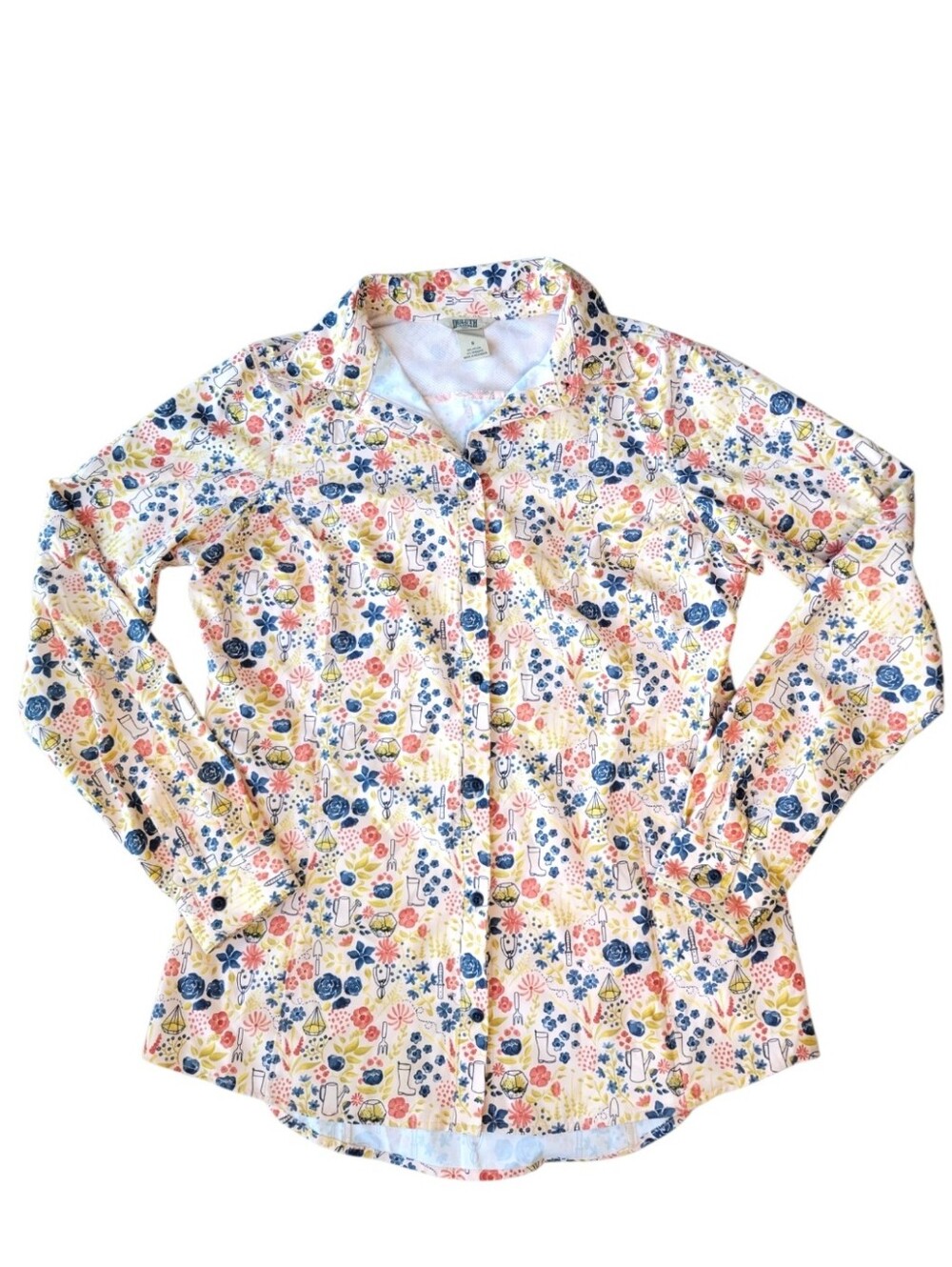 Duluth Trading Co. Sidewinder Floral Gardening Button Up Shirt Small